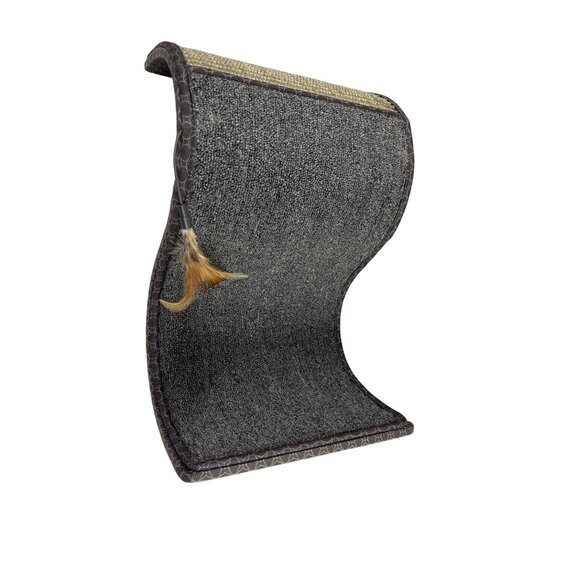 Curved Cat Scratcher Lounge With Feather Toy - Durable & Stylish Design For Cats - Picture 2 of 5